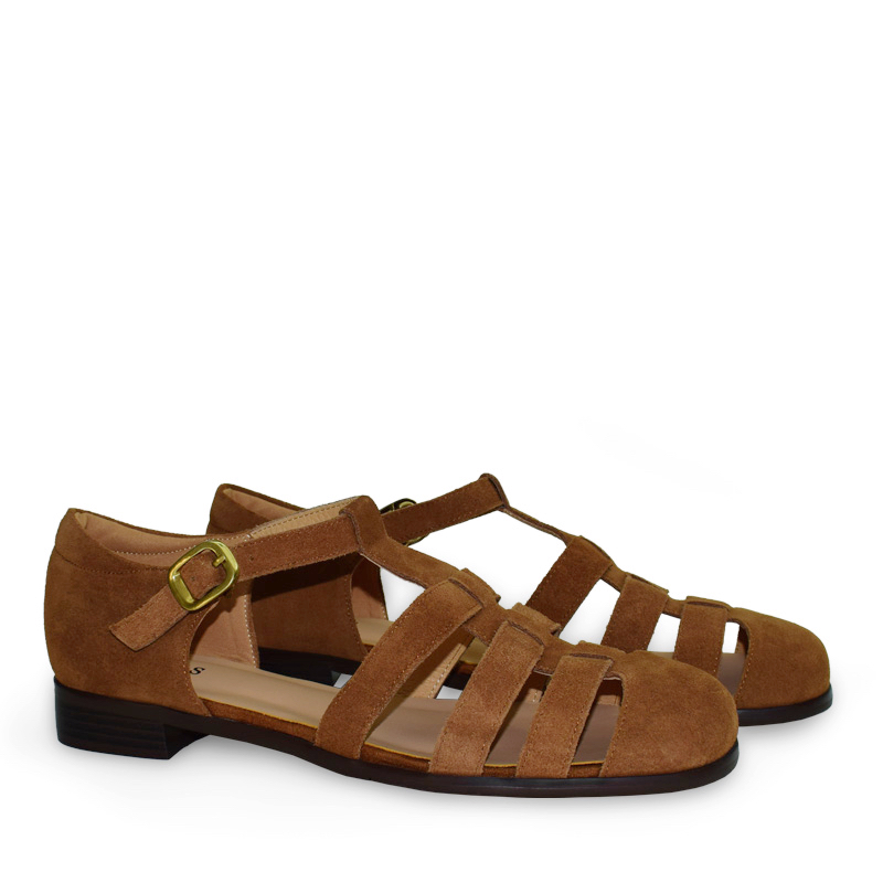Dolly fisherman sandals in tan suede