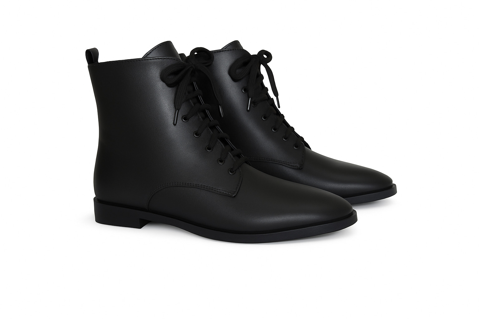 Jade black leather lace-up ankle boots
