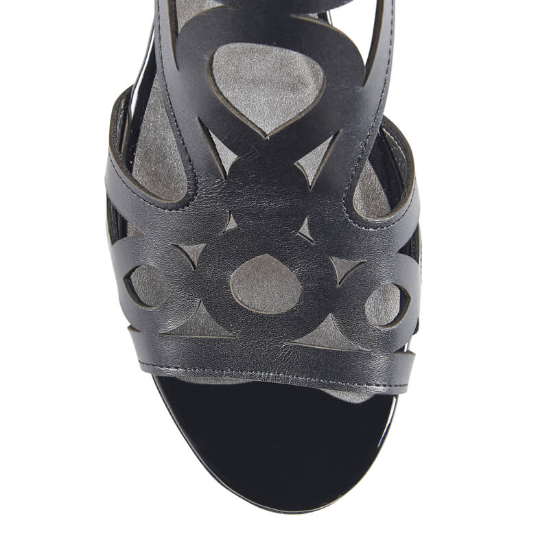 Charlotte black leather geometric sandals