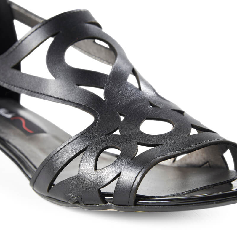 Charlotte black leather geometric sandals