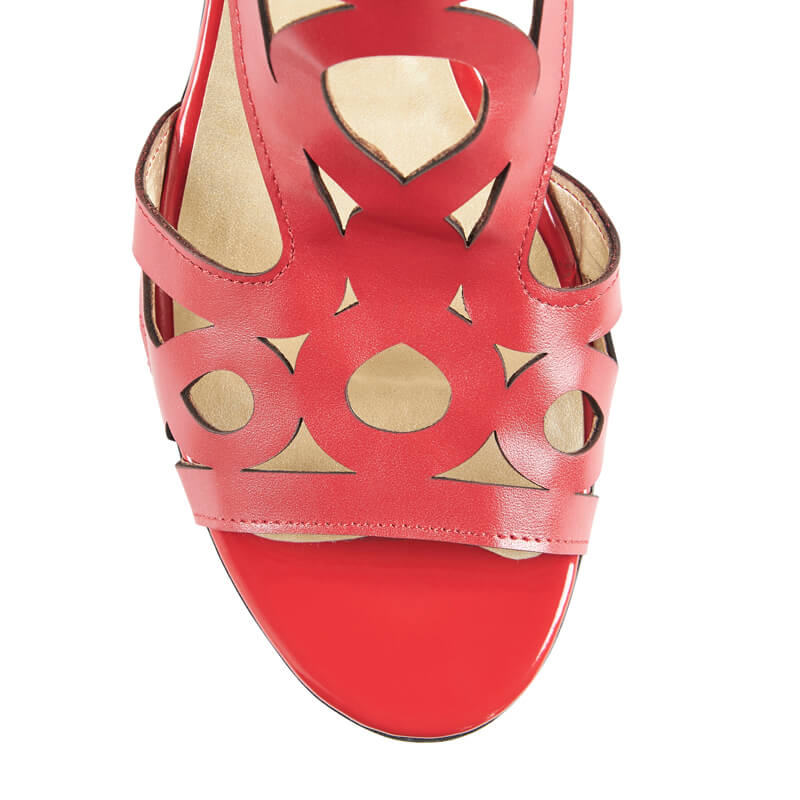 Charlotte red leather geometric sandals