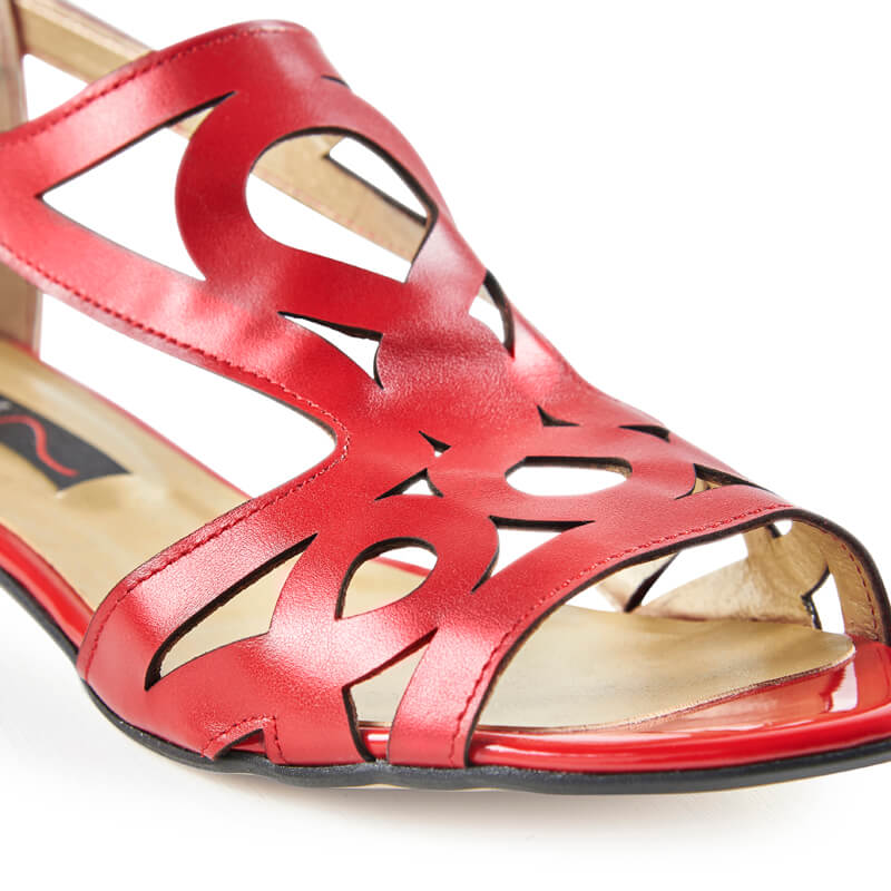 Charlotte red leather geometric sandals