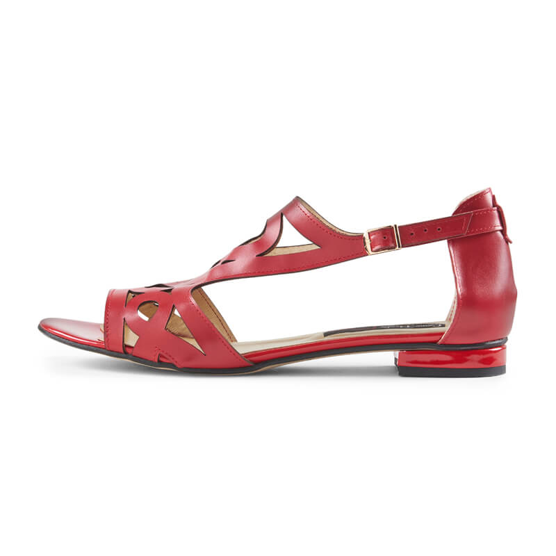 Charlotte red leather geometric sandals