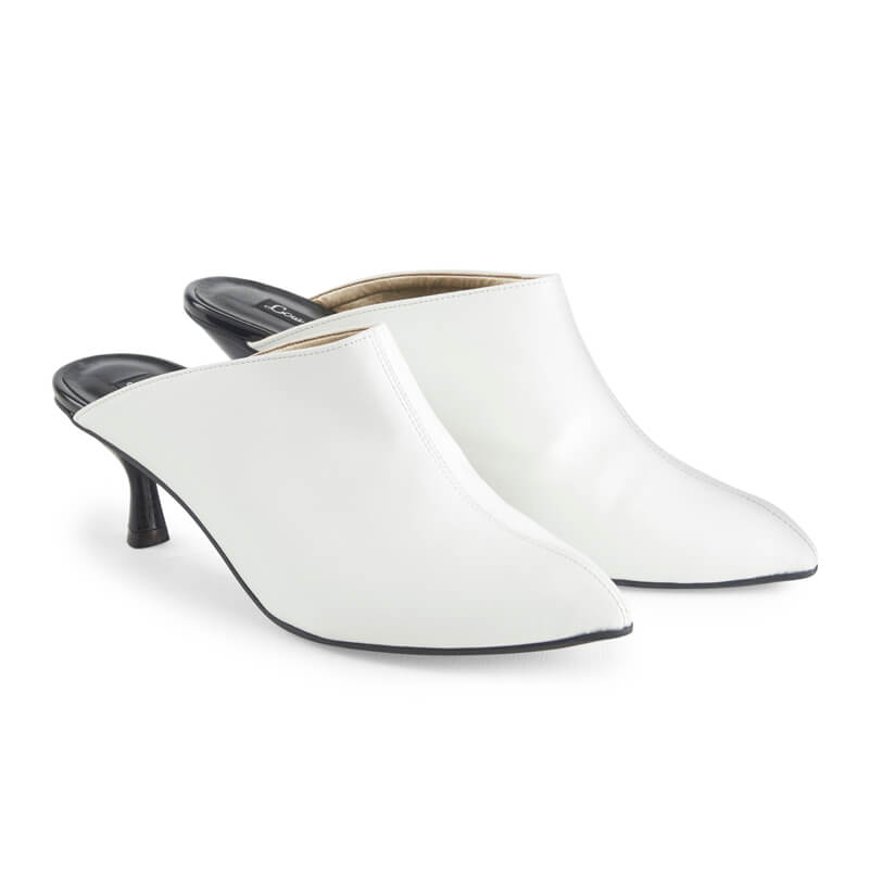leather kitten heel mules